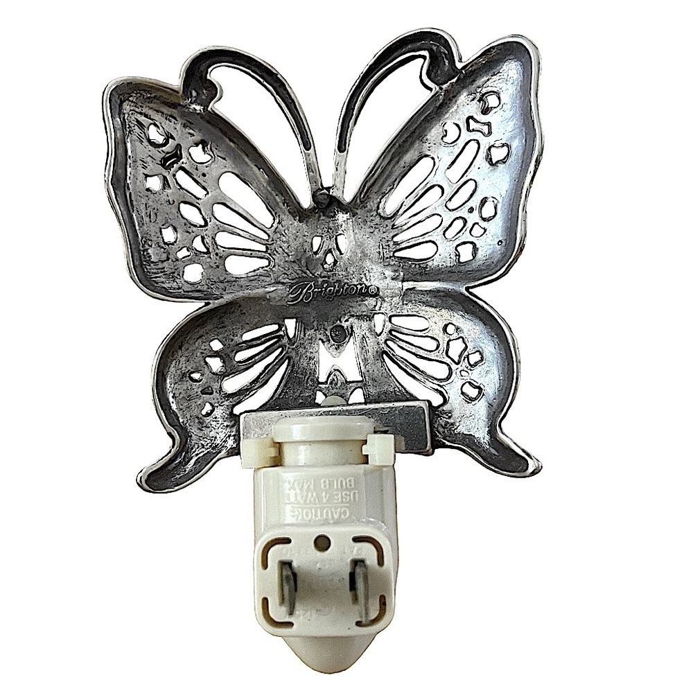 Brighton Silver Tone "Fly By Night" Butterfly Nightlight With Toggle Switch - Picture 2 of 9
